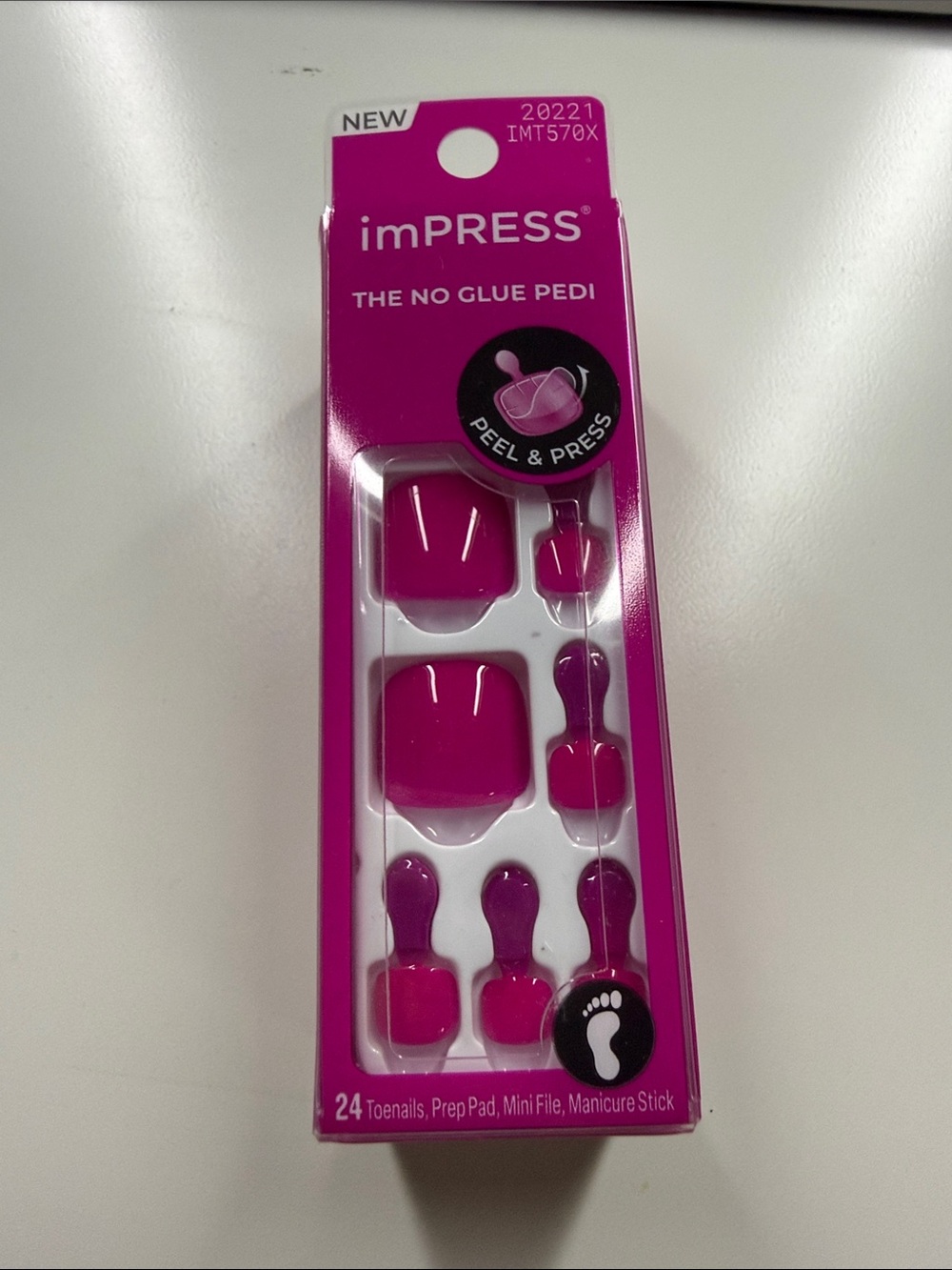 imPRESS pedi press ons hot pink